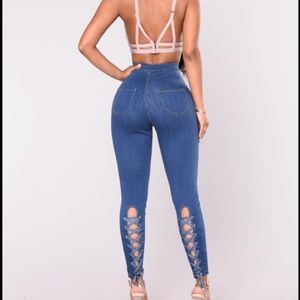 FASHION NOVA Lace Up Jeans